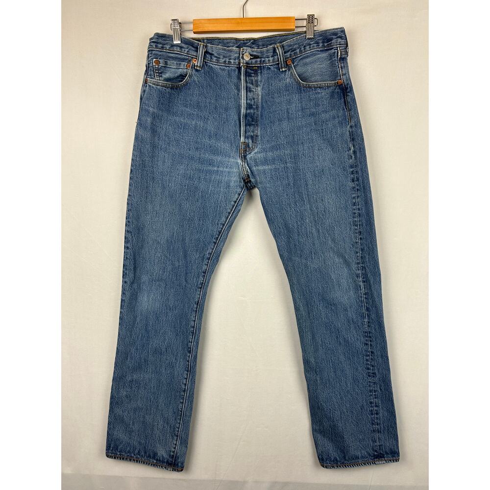 Levi's 501 Blue Denim Straight Leg Button Fly Jeans 90s Y2K Men's Size 36x32